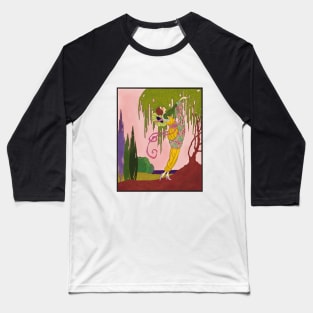 Art Nouveau Lady (on pink) Baseball T-Shirt